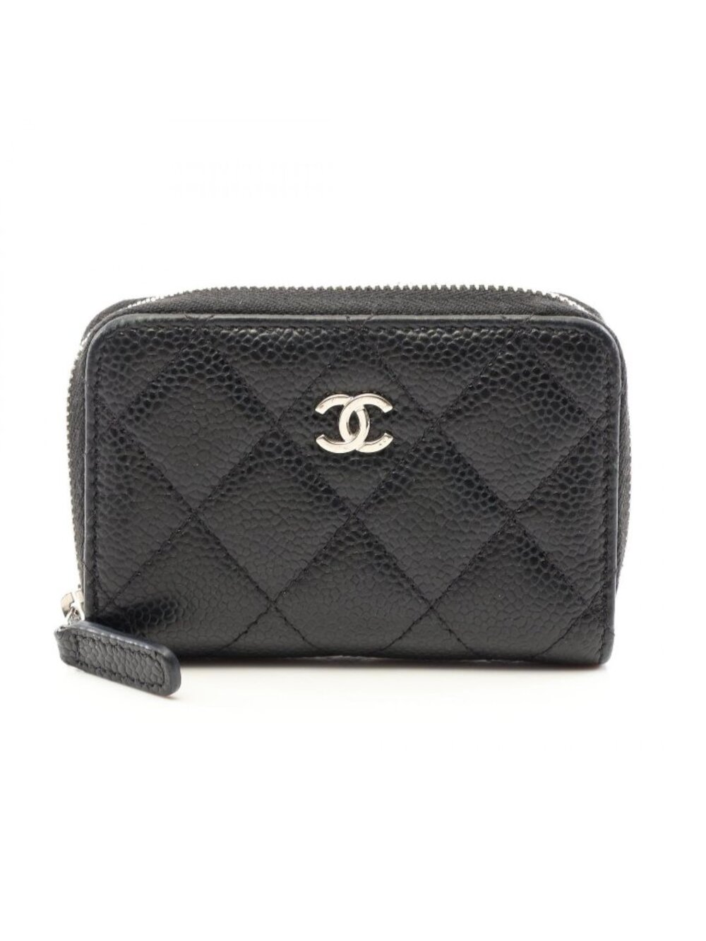 Chanel Coin Purse Classic Zip Quilted Black Caviar Leather